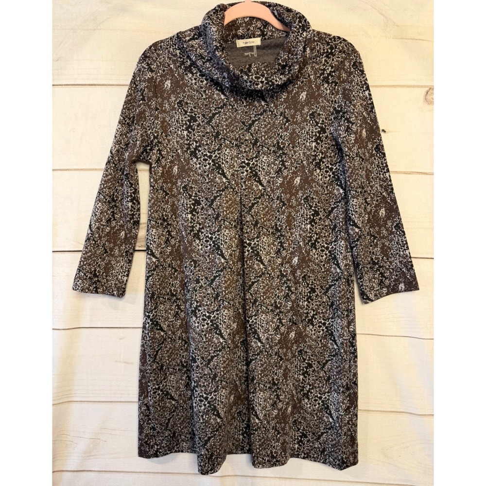 Tyler Boe Cowl Neck Abstract Print Long Sleeve Dress Women's M